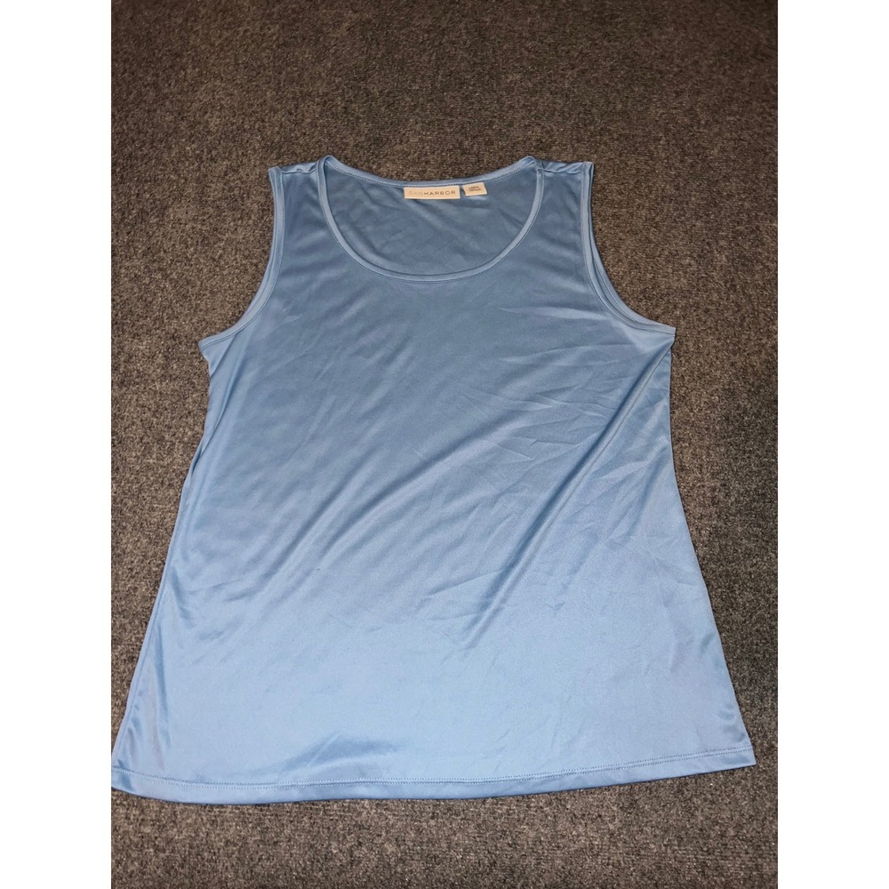 Sag Harbor Womens Large Blue Sleeveless Scoop Neck Tank Top Shell